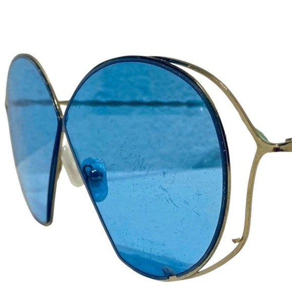 Vintage Wire Framed Sunglasses With Blue Tint - Picture 3 of 6